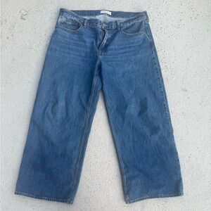 Abercrombie & Fitch Wide-Leg Blue Crop Jeans